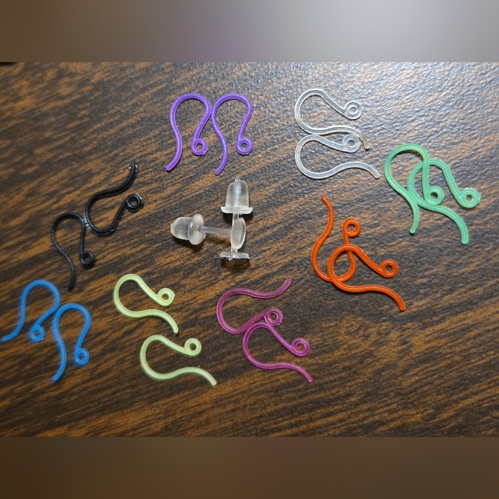 Handmade Pierced Earrings with Brown and Green Oval Agate Beads & Brass Rings - Picture 2 of 2